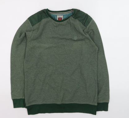 GAS Men's Green Cotton Blend Crew Neck Pullover Jumper Size S