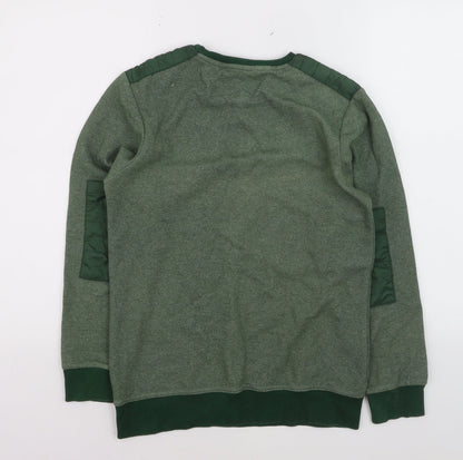 GAS Men's Green Cotton Blend Crew Neck Pullover Jumper Size S