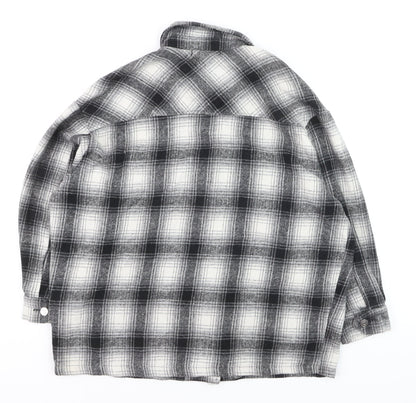Olivier Vente Womens Grey Check Flannel Cardigan S Relaxed Fit