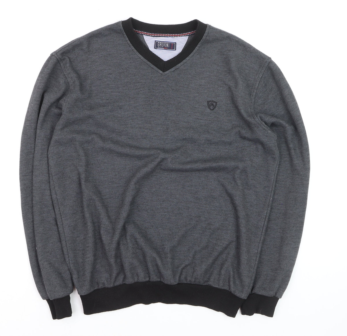 Galvini Mens Grey XL V-Neck Pullover Jumper Casual Knitwear