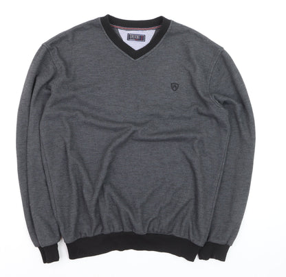 Galvini Mens Grey XL V-Neck Pullover Jumper Casual Knitwear