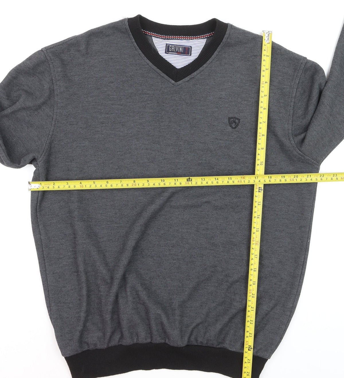 Galvini Mens Grey XL V-Neck Pullover Jumper Casual Knitwear