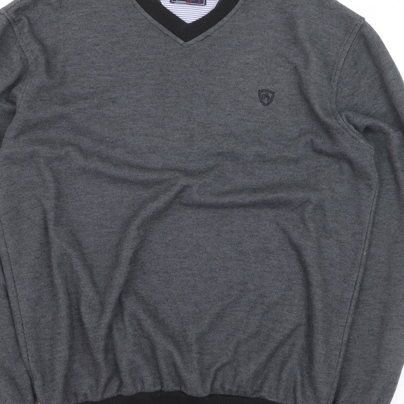 Galvini Mens Grey XL V-Neck Pullover Jumper Casual Knitwear
