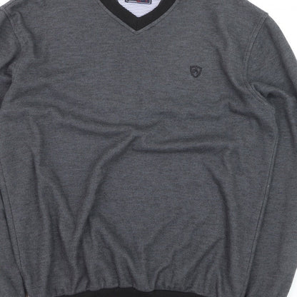 Galvini Mens Grey XL V-Neck Pullover Jumper Casual Knitwear