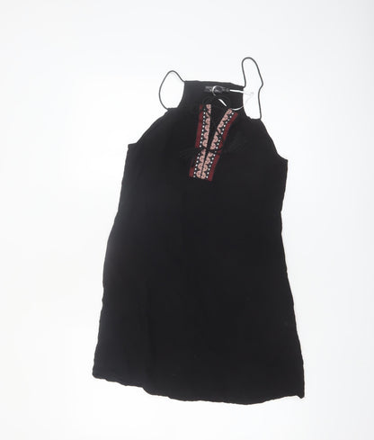 Esmara Women Black Embroidered Halter Shift Dress Size 10