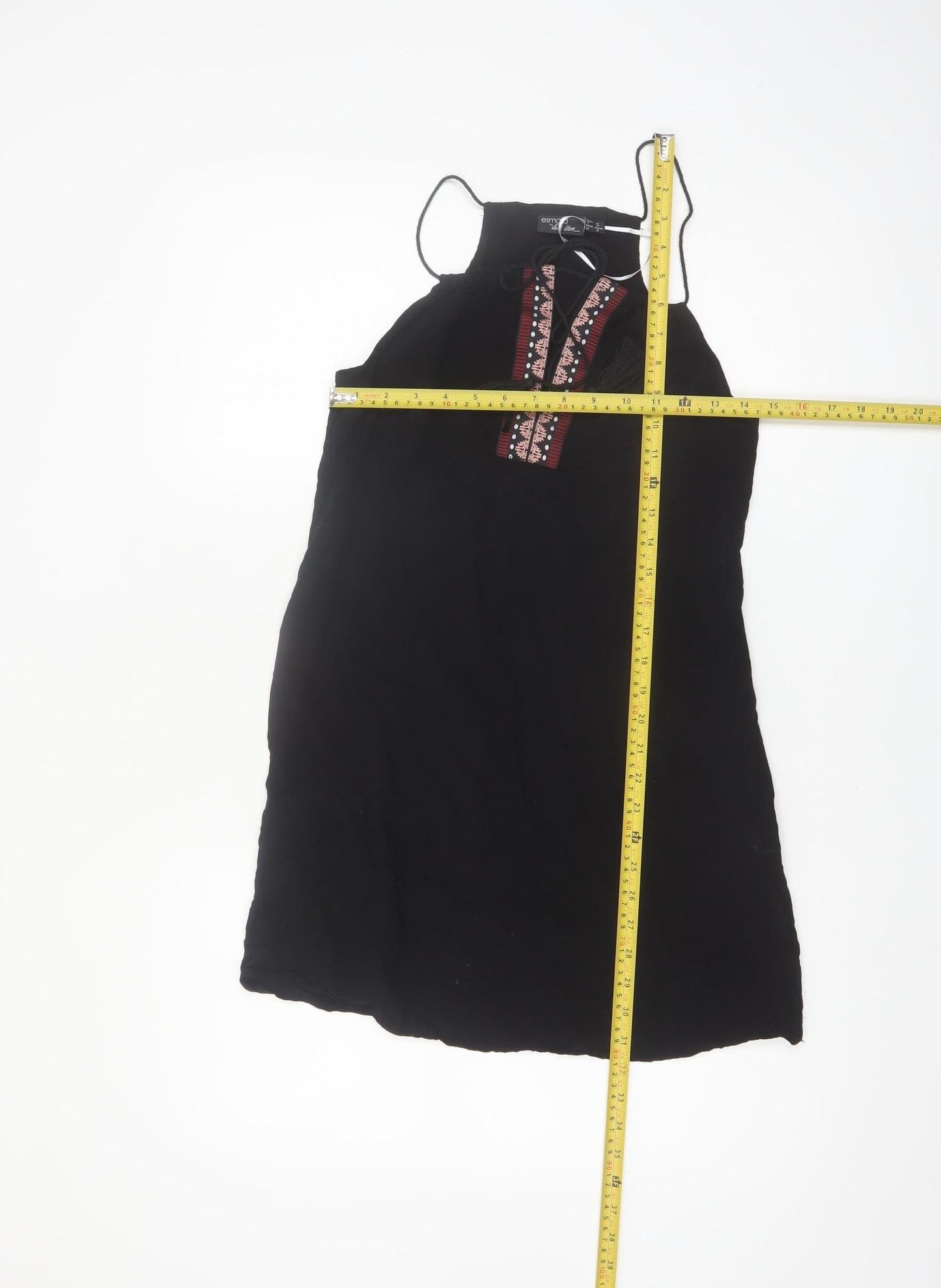 Esmara Women Black Embroidered Halter Shift Dress Size 10