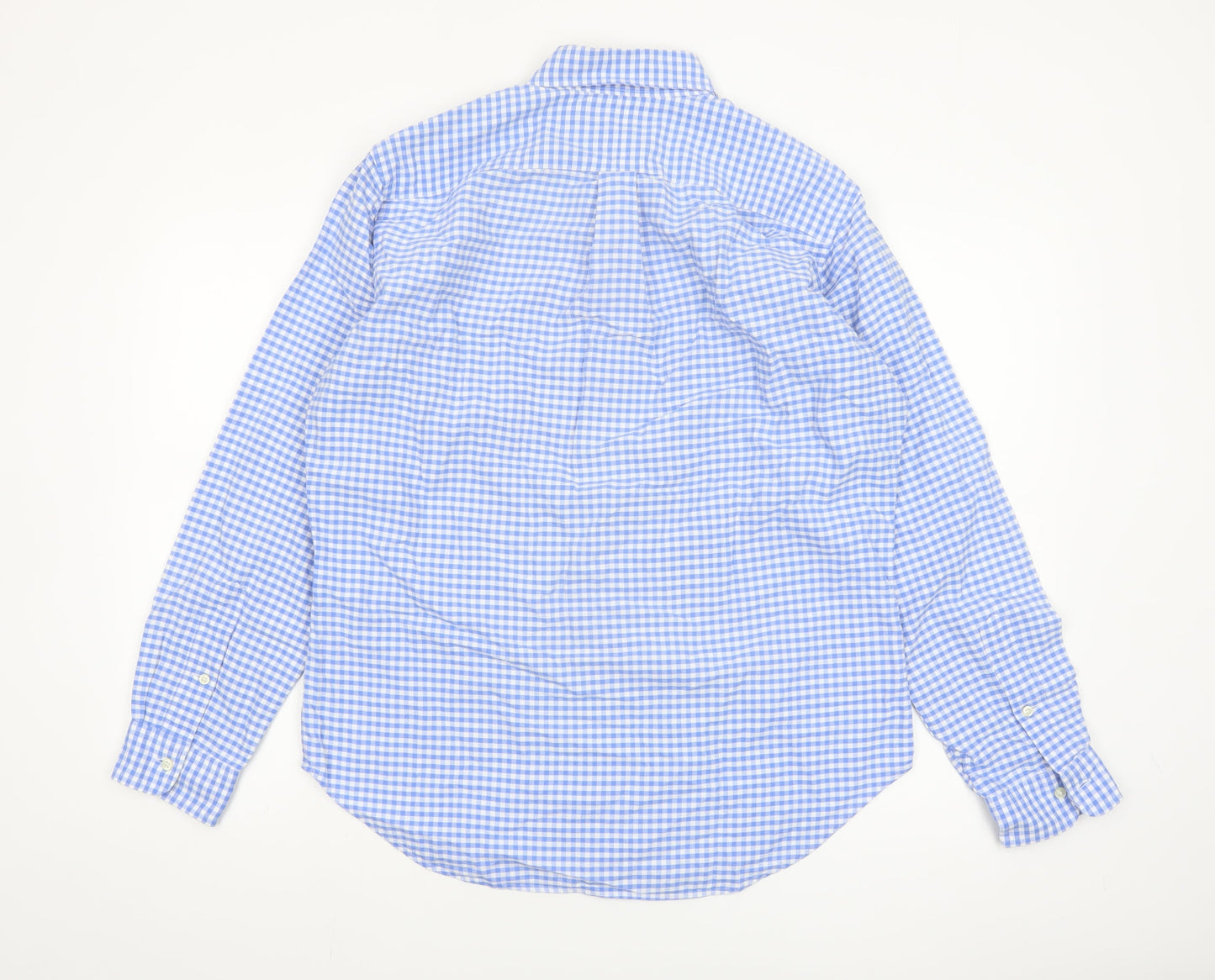 Ralph Lauren Men's Blue Gingham Classic Fit Cotton Button-Up Shirt Size M