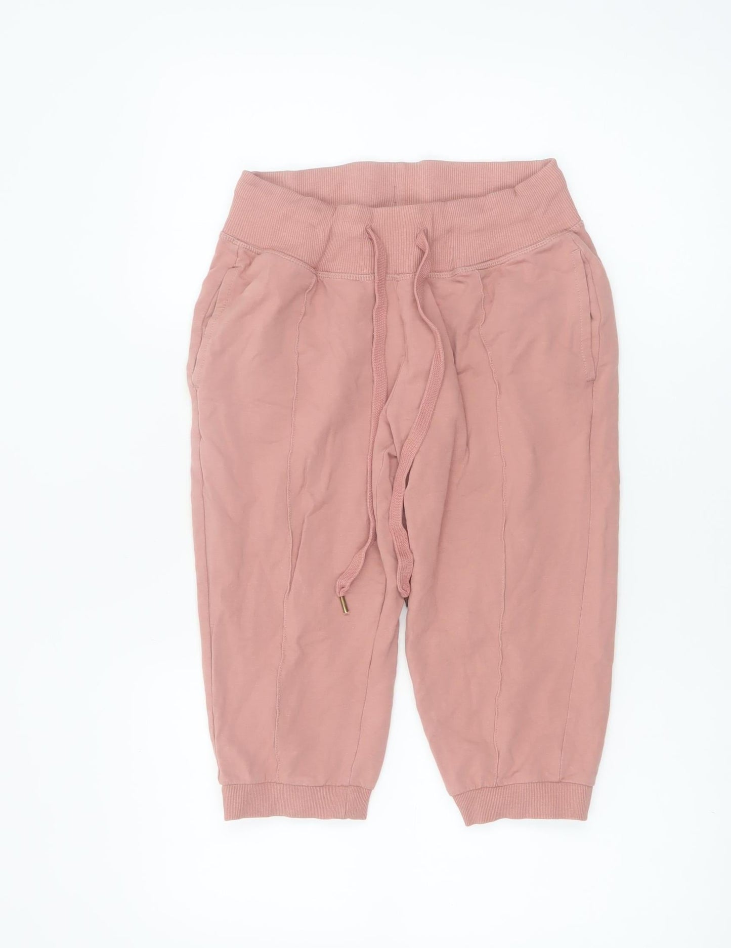 Crivit Women Pink Sweat Shorts M Cotton Stretch Drawstring Pockets