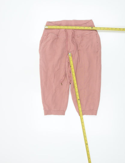 Crivit Women Pink Sweat Shorts M Cotton Stretch Drawstring Pockets