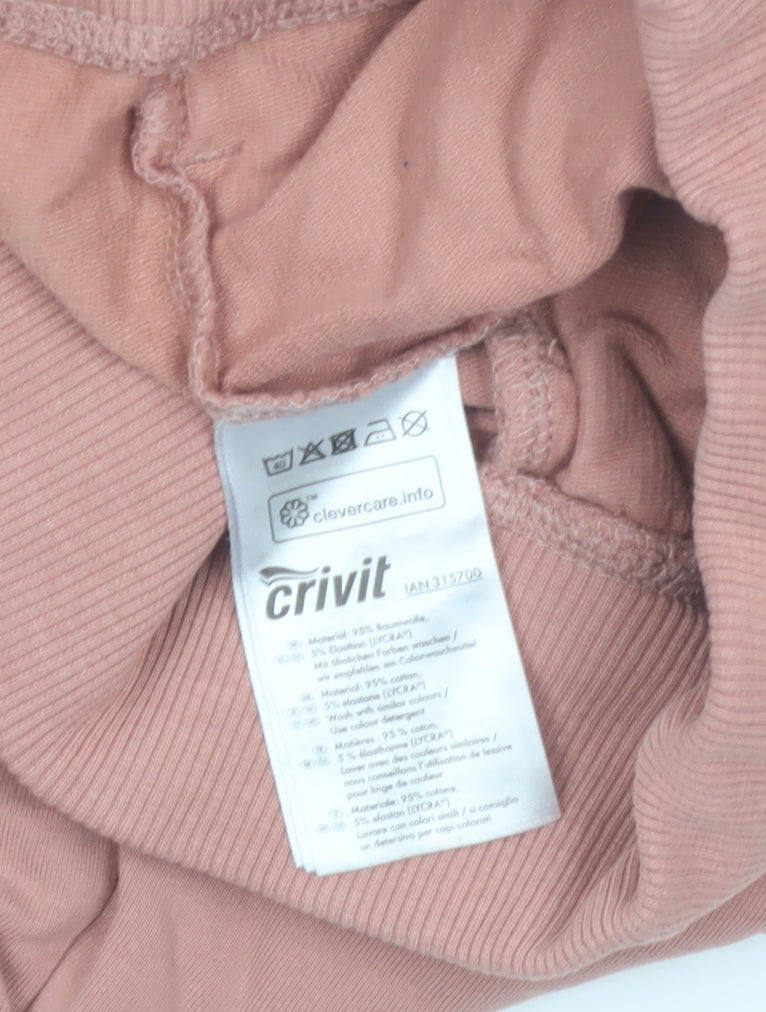Crivit Women Pink Sweat Shorts M Cotton Stretch Drawstring Pockets