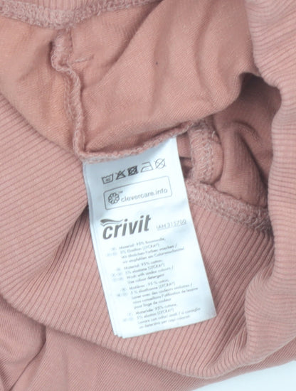 Crivit Women Pink Sweat Shorts M Cotton Stretch Drawstring Pockets