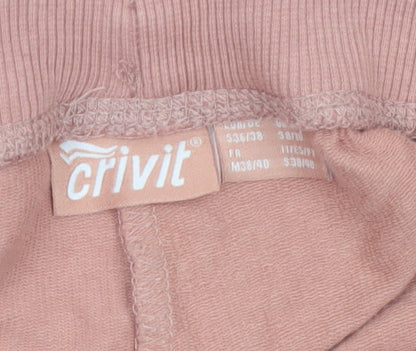Crivit Women Pink Sweat Shorts M Cotton Stretch Drawstring Pockets