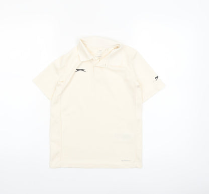 Slazenger Boys Beige Polo Shirt 9-10 Years Sports Top Lightweight