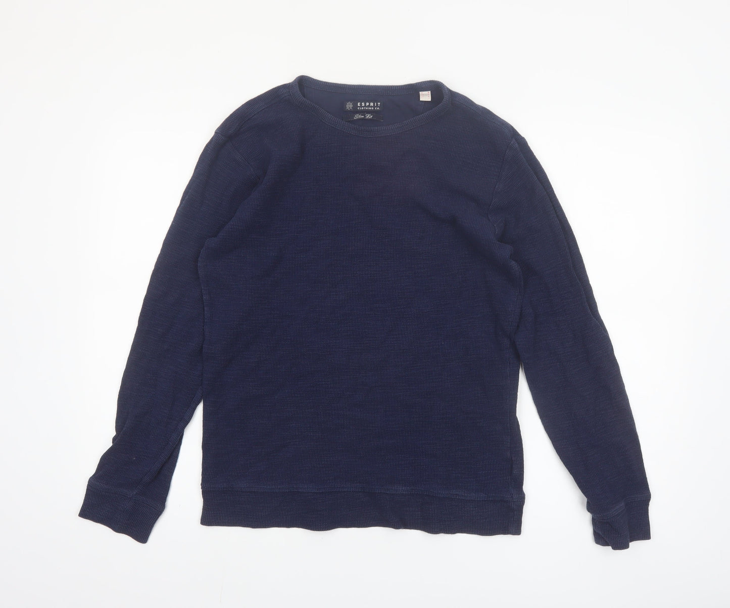 Esprit Mens Blue Slim Fit Long Sleeve Cotton Casual Top M