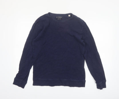 Esprit Mens Blue Slim Fit Long Sleeve Cotton Casual Top M