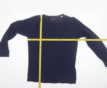 Esprit Mens Blue Slim Fit Long Sleeve Cotton Casual Top M