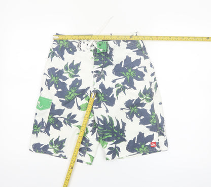 Quiksilver Boys White Floral Board Shorts 12 Years Quick Dry Swimwear