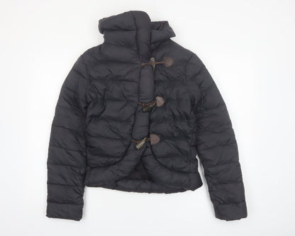 AllSaints Womens Black Puffer Jacket UK 6 Short Down Toggle Winter Coat