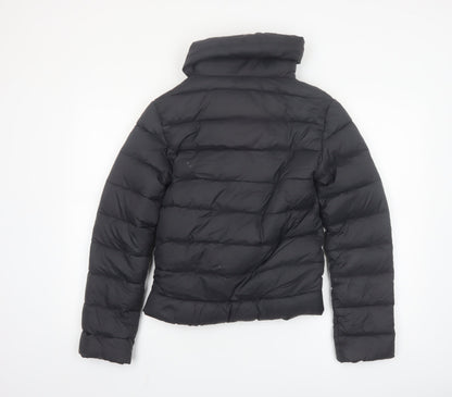 AllSaints Womens Black Puffer Jacket UK 6 Short Down Toggle Winter Coat