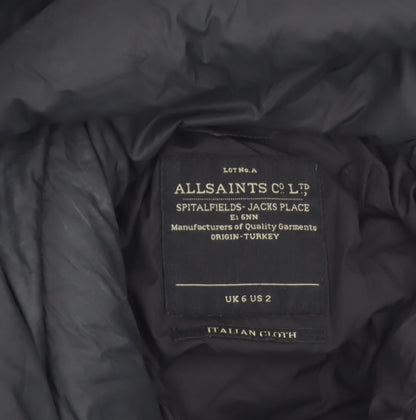 AllSaints Womens Black Puffer Jacket UK 6 Short Down Toggle Winter Coat