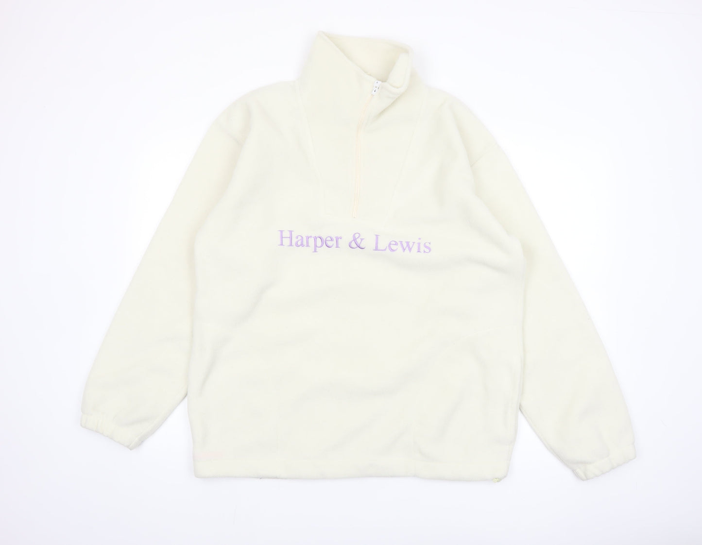 Harper & Lewis Mens Ivory Fleece 1/4 Zip Sweatshirt M Regular Fit