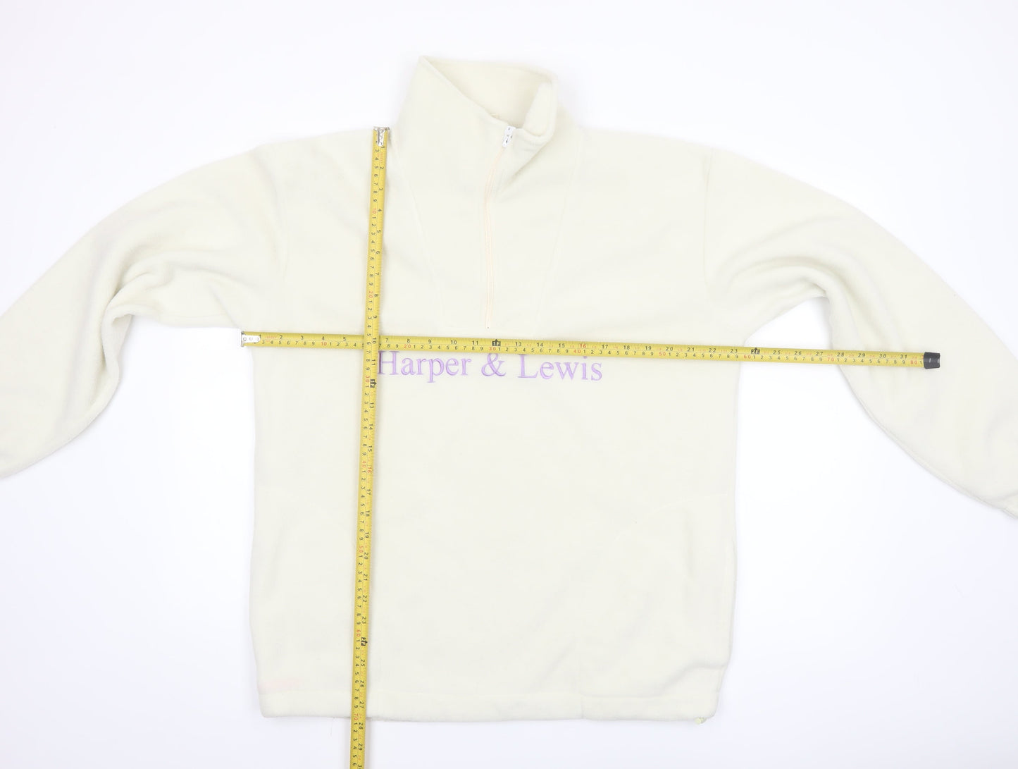 Harper & Lewis Mens Ivory Fleece 1/4 Zip Sweatshirt M Regular Fit