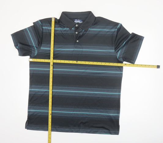 Ben Hogan Men’s Black Striped Golf Polo Shirt Size L Performance Fit