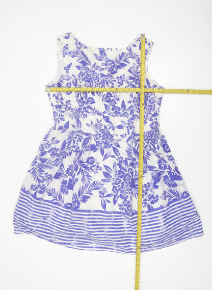 Gallery Womens Blue Floral Fit & Flare Sleeveless Knee Length Dress UK 18