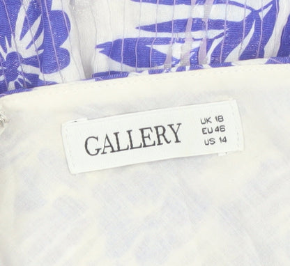 Gallery Womens Blue Floral Fit & Flare Sleeveless Knee Length Dress UK 18