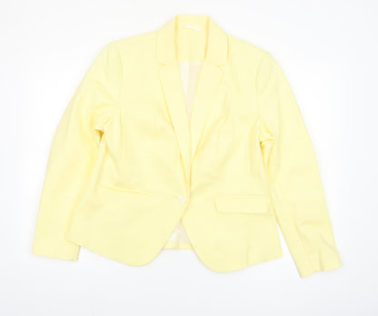 Marks and Spencer Women Yellow Single-Breasted Blazer UK 16 Cotton Blend