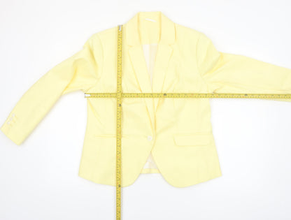Marks and Spencer Women Yellow Single-Breasted Blazer UK 16 Cotton Blend