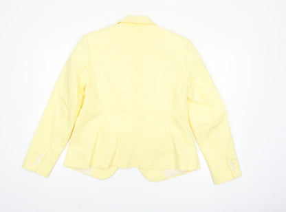 Marks and Spencer Women Yellow Single-Breasted Blazer UK 16 Cotton Blend
