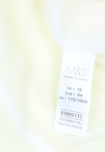 Marks and Spencer Women Yellow Single-Breasted Blazer UK 16 Cotton Blend