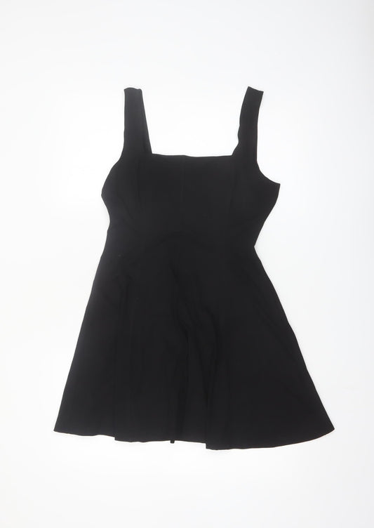H&M Women’s Black A-Line Stretch Knee Length Dress Size 12
