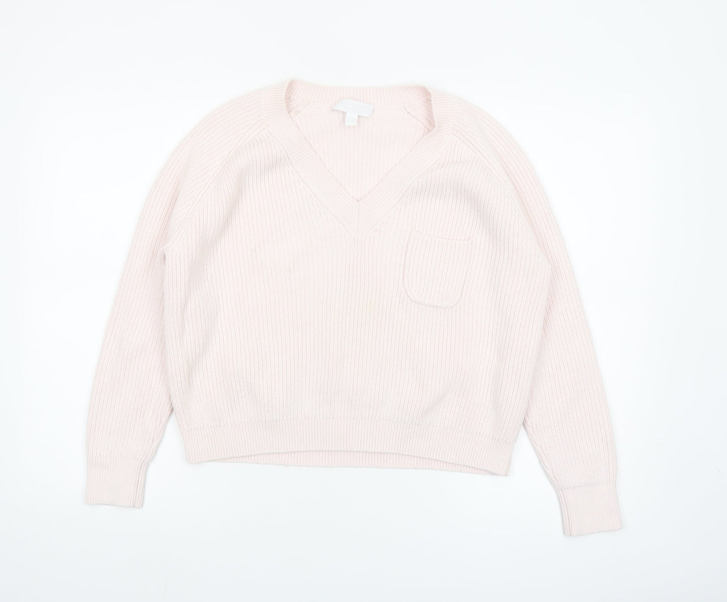 The White Company Women Ivory V-Neck Knit Jumper Size 12