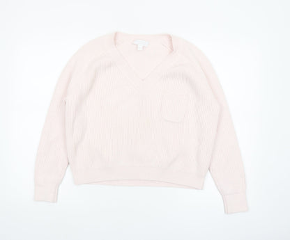 The White Company Women Ivory V-Neck Knit Jumper Size 12