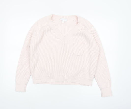 The White Company Women Ivory V-Neck Knit Jumper Size 12