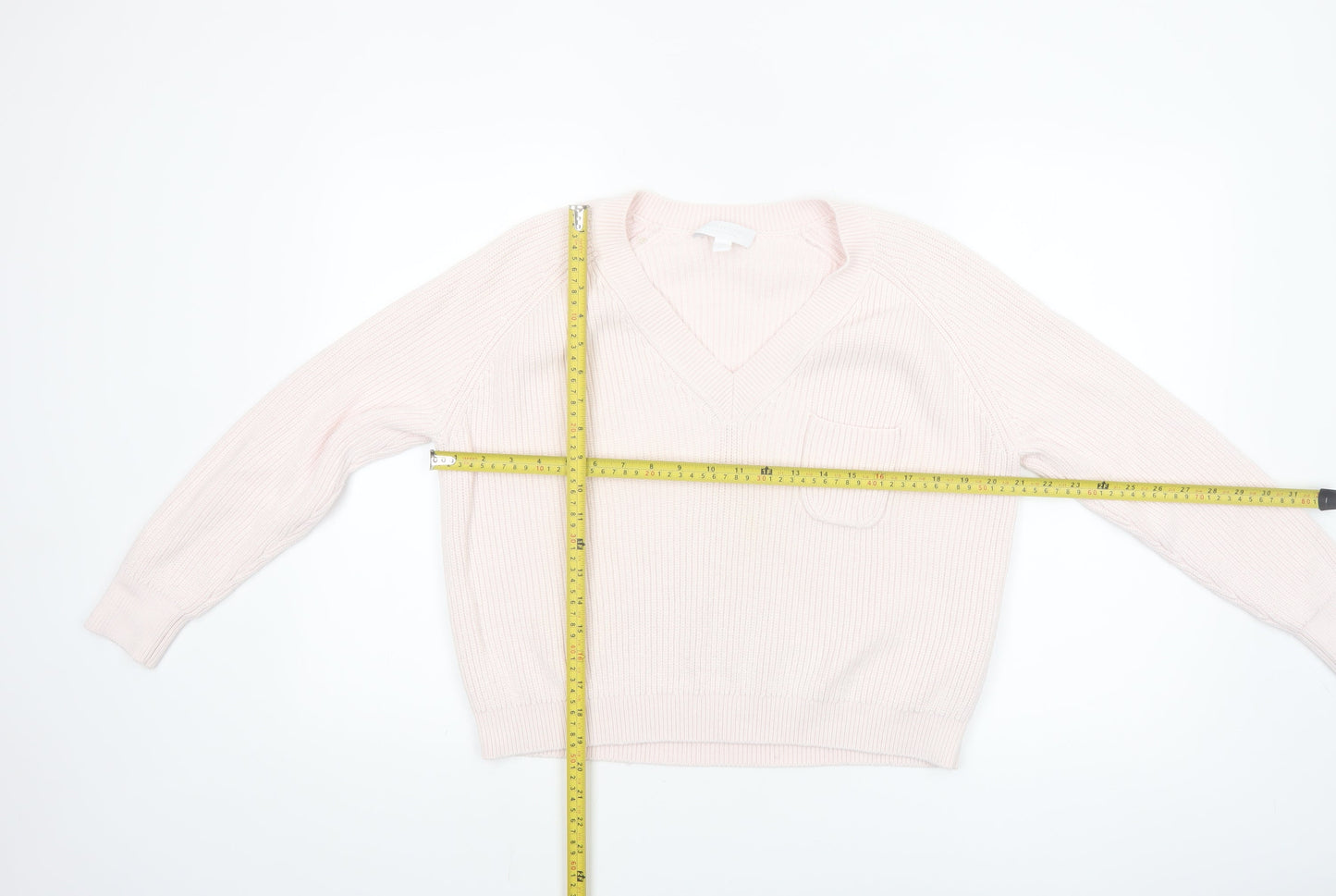 The White Company Women Ivory V-Neck Knit Jumper Size 12