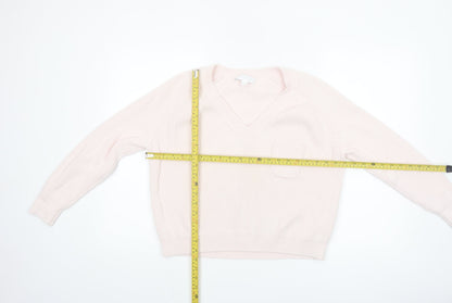 The White Company Women Ivory V-Neck Knit Jumper Size 12