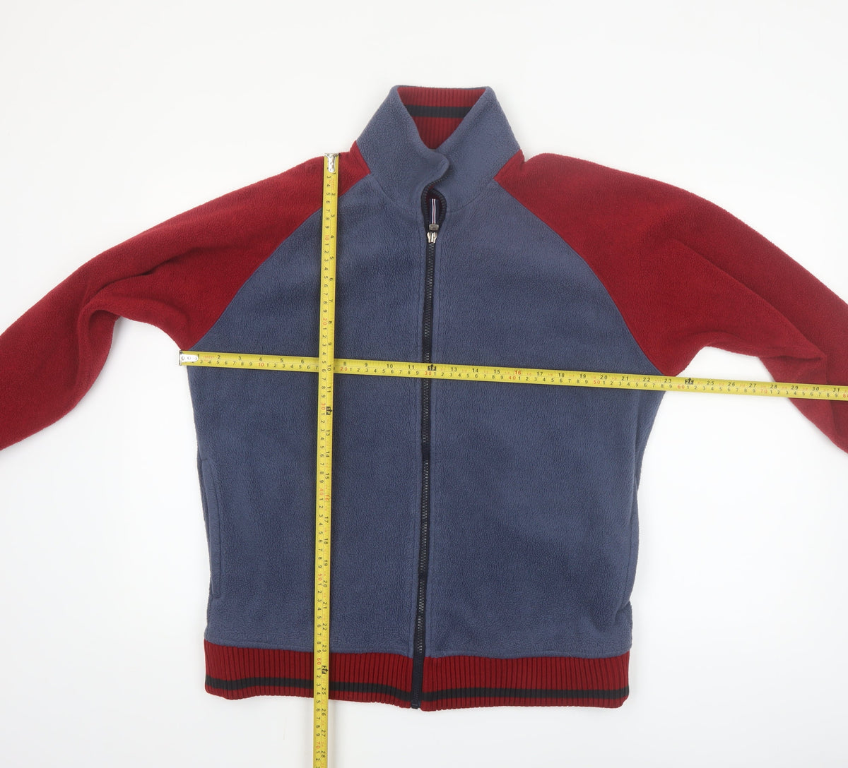Marks and Spencer Men Blue Red Fleece Full Zip Jacket Size M