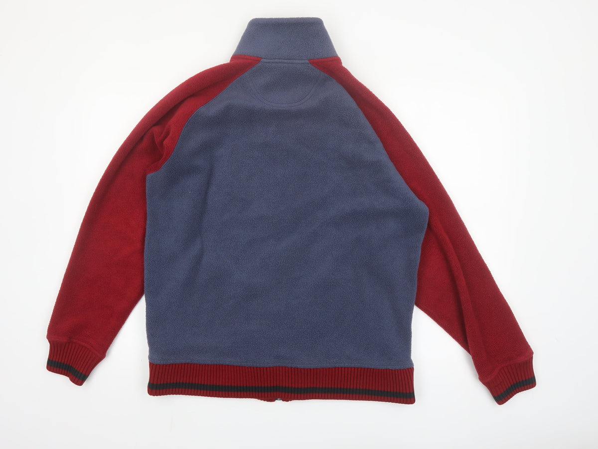Marks and Spencer Men Blue Red Fleece Full Zip Jacket Size M