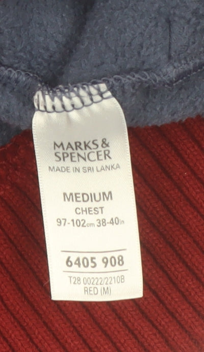 Marks and Spencer Men Blue Red Fleece Full Zip Jacket Size M
