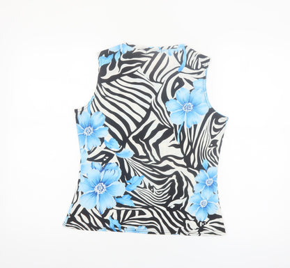 SKY Designs Women’s Multicoloured Floral Zebra Tank Top Size M