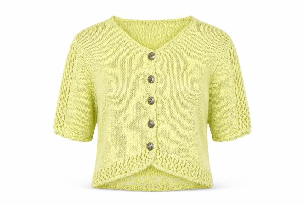 Dalya Women's Green Short Sleeve Open Knit Cardigan S
