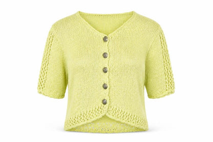 Dalya Women's Green Short Sleeve Open Knit Cardigan S