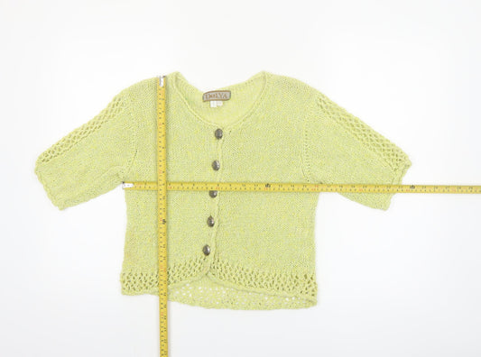 Dalya Women's Green Short Sleeve Open Knit Cardigan S
