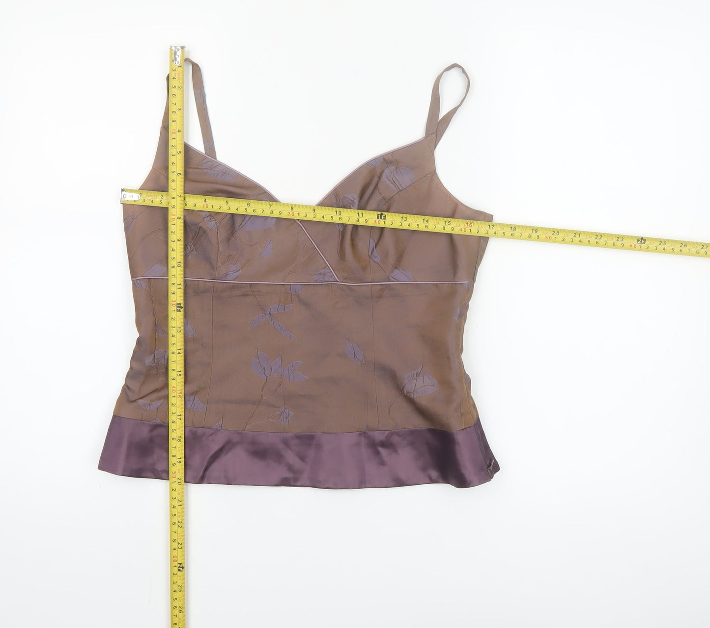 Helena Sorel Women’s Brown Silk Blend Floral Camisole Top Size 12