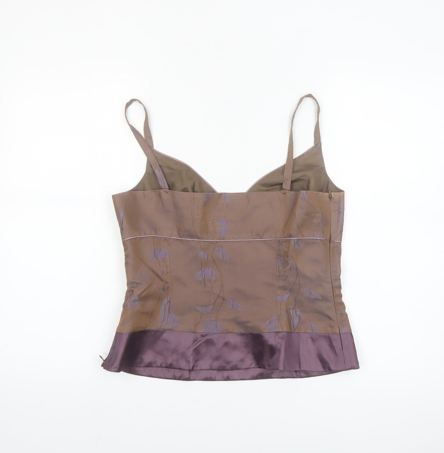 Helena Sorel Women’s Brown Silk Blend Floral Camisole Top Size 12
