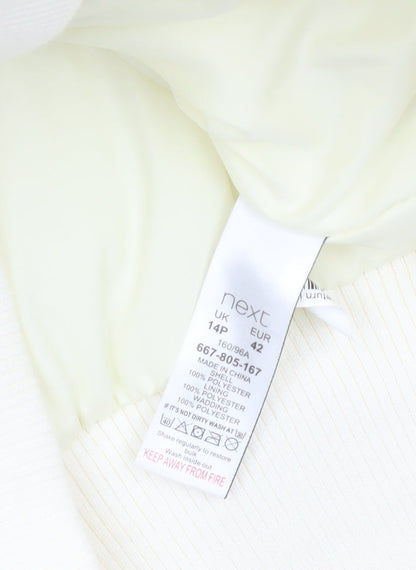 Next Women's Ivory Petite Size 14 Puffer Jacket with Hood