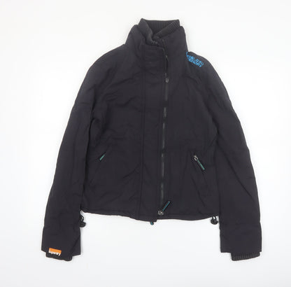 Superdry Women's Black Polyester Bomber Jacket Size S Full Zip